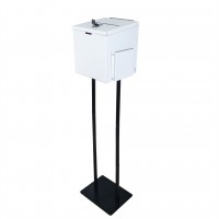 FixtureDisplays® White Metal Ballot Box Donation Box Suggestion Box With Black Stand 11064+10918-WHITE